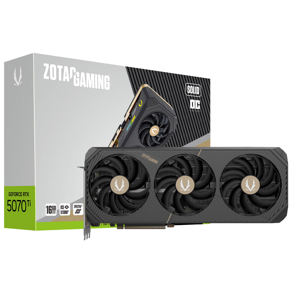 Foto do Produto Placa de Video Zotac Gaming Solid OC 16GB GeForce RTX5070TI GDDR7 - ZT-B50710J-10P