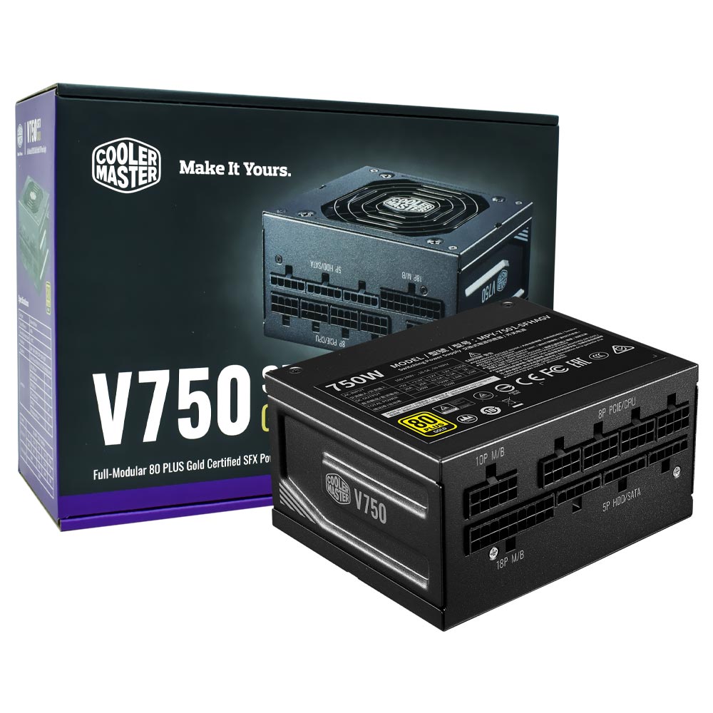 Foto do Produto Fonte de Alimentacao Cooler Master V750 SFX Gold 750W SFX / Modular / 80 Plus Gold - MPY-7501-SFHAGV-US