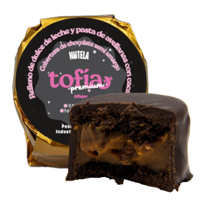 Foto do Produto Alfajor Tofia Artesanal Preto Recheio doce de leite e Nutella 90g