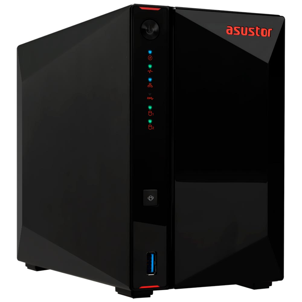 Foto do Produto Servidor Nas Storage Asustor AS5402T Intel Celeron de 2.0GHz / 4GB de RAM / 2 Baias / USB 3.2 / LAN - Preto