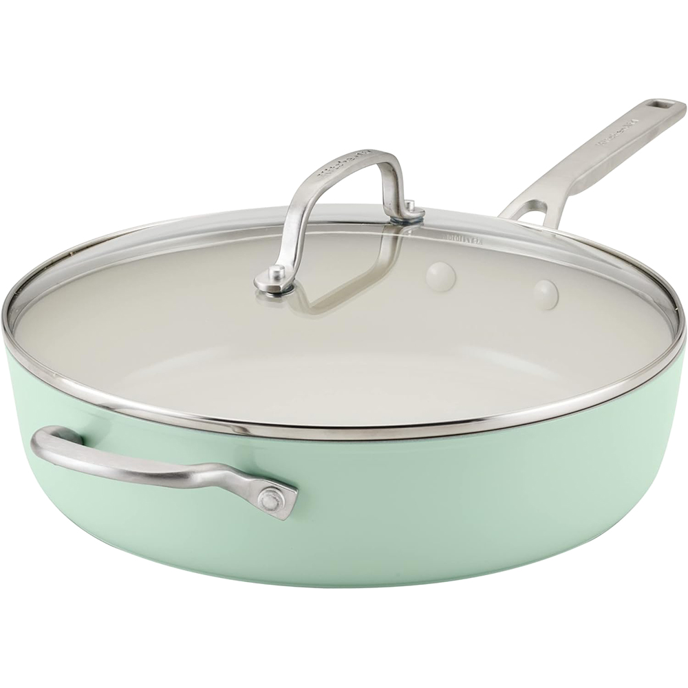 Foto do Produto Frigideira KitchenAid 84824 Cerâmica Antiaderente Tampa de Vidro 31CM - Pistache