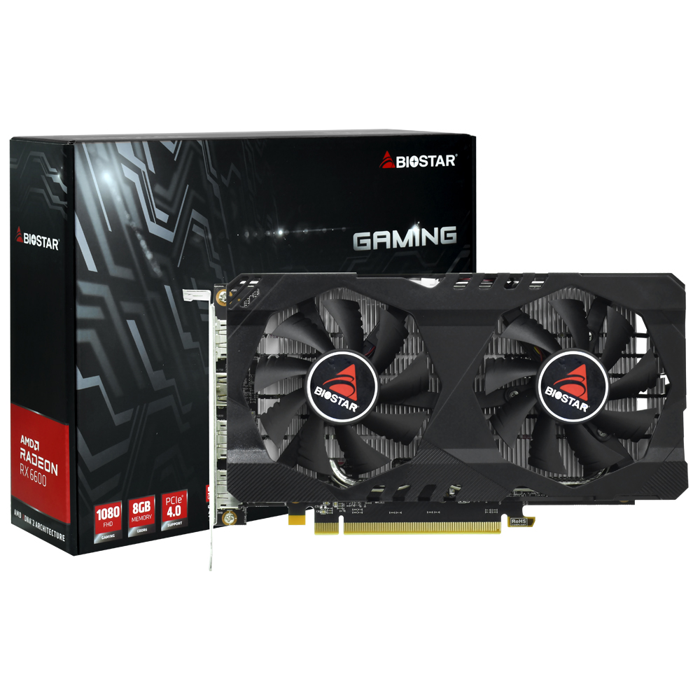 Foto do Produto Placa de Vídeo Biostar Gaming 8GB Radeon RX6600 GDDR6 - VA6606RM81