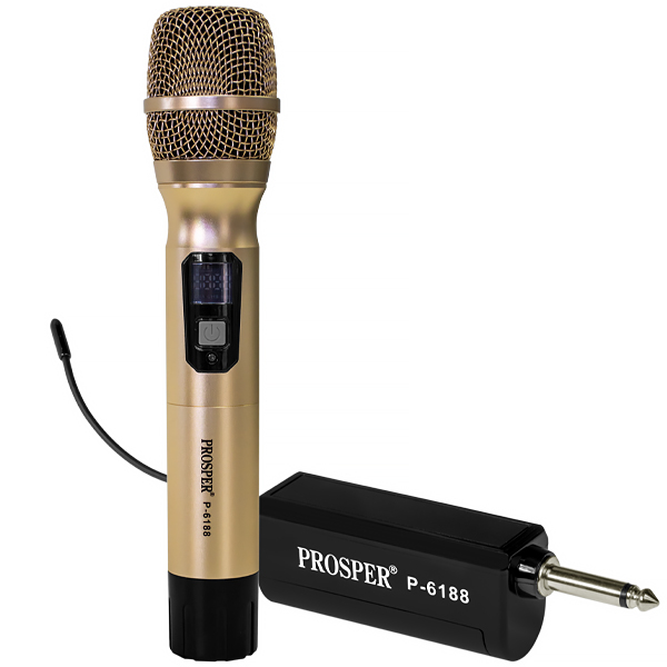 Foto do Produto Microfone Prosper P-6188 Com Fio / Unidirecional / UHF - Dourado
