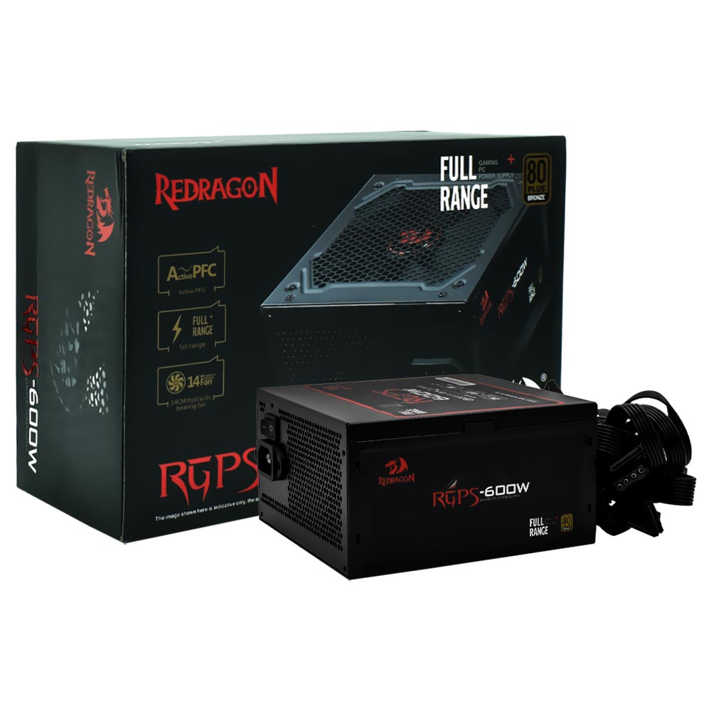 Foto do Produto Fonte de Alimentacao Redragon GC-PS002 600W ATX / Nao Modular / 80 Plus Bronze