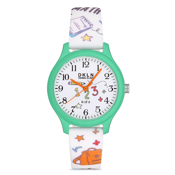 Foto do Produto Relogio Analógico Para Criança Daniel Klein DK.1.12765-5 DKLN kids / Pulseira de Silicone - Branco/Verde