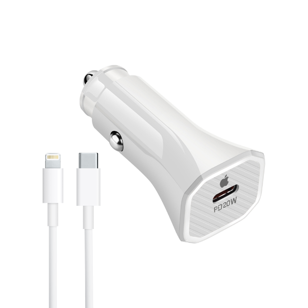 Foto do Produto Carregador para Carro Apple 20W USB-C com Cabo Lightning para iPhone - Branco