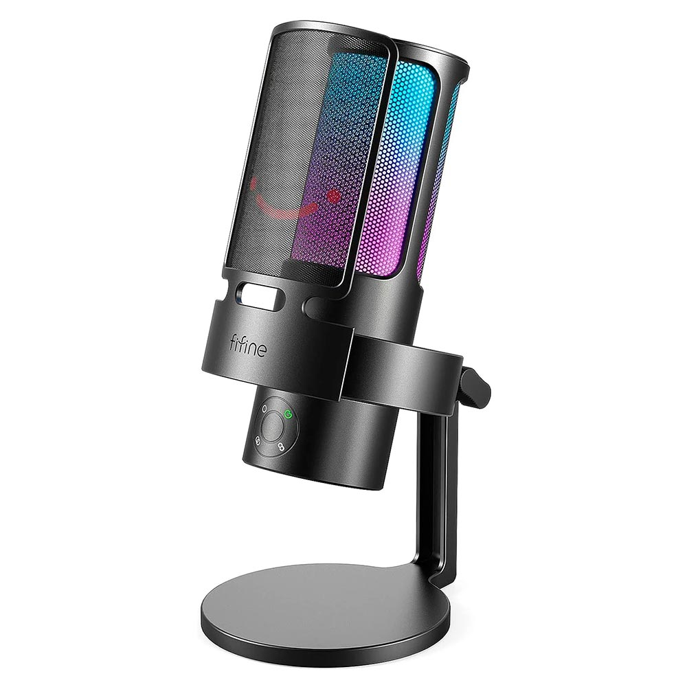 Foto do Produto Microfone Gamer Fifine A8 Plus - USB-C - RGB - Preto