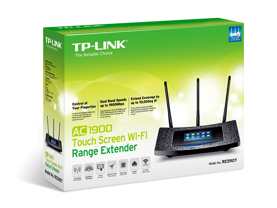 Foto do Produto TP-LINK WIFI AC ROUTER RE590T TOUCH AC1900 DUAL BAND LR ***