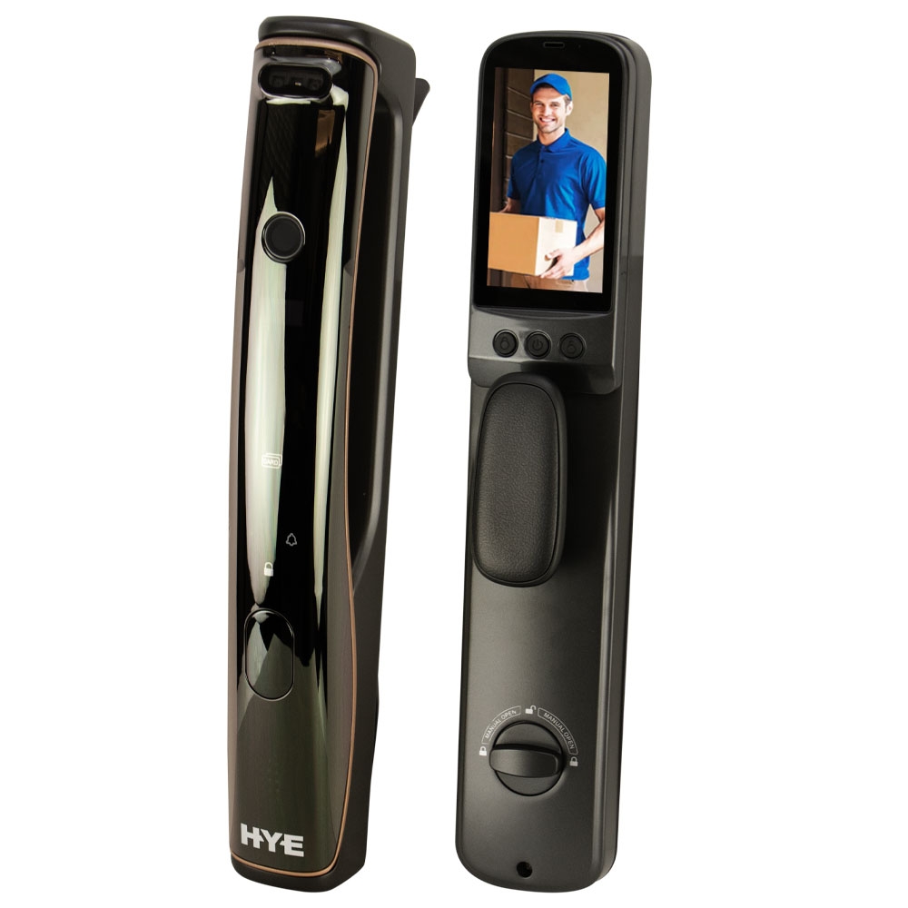 Foto do Produto Fechadura Elétrica Hye HYE-822A - Impressão Digital/Código Secreto/Aplicativo - Com Camera - Preto