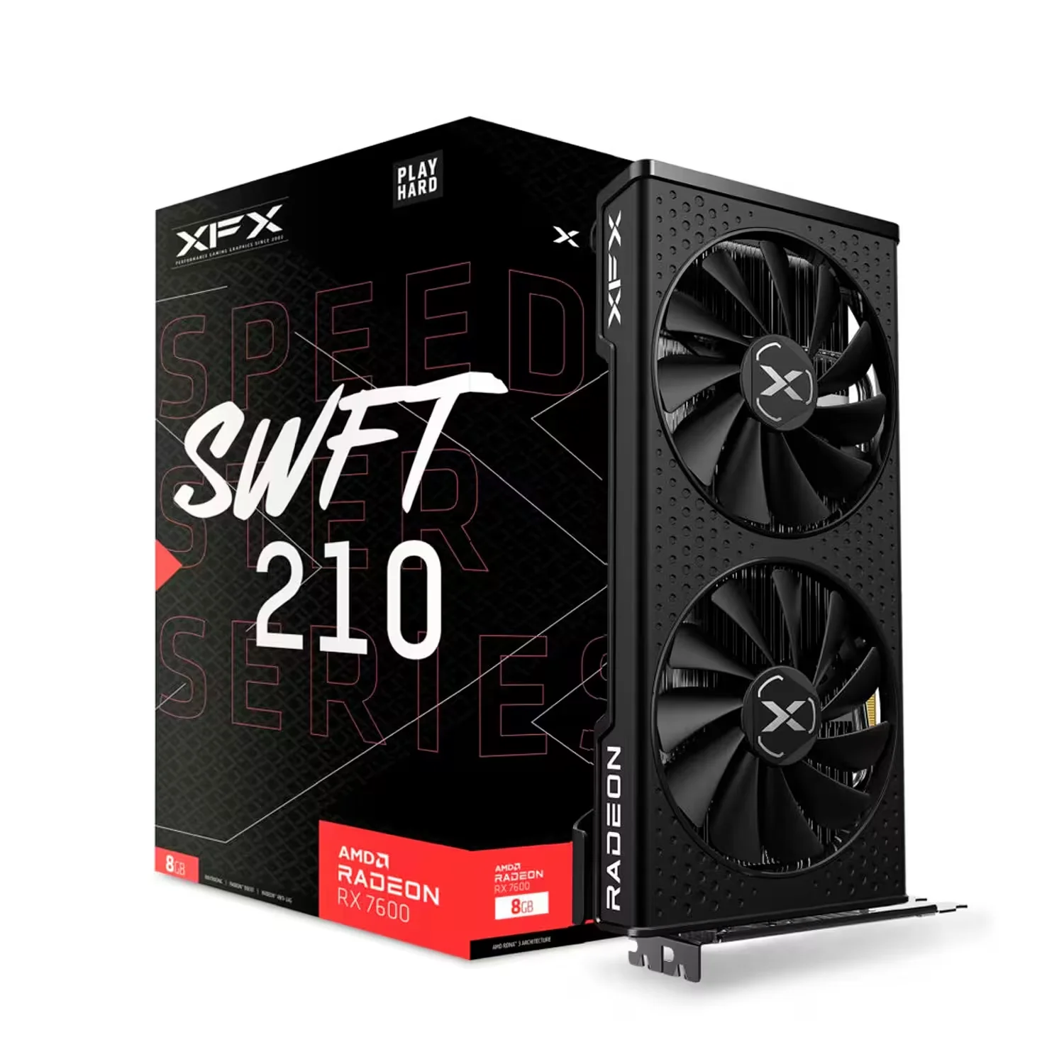 Foto do Produto Placa de Vídeo XFX Speedster SWFT210 AMD Radeon RX-7600 8GB GDDR6 - RX-76PSWFTFY