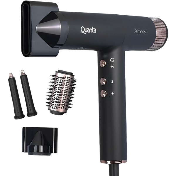 Foto do Produto Secador de Cabelo Quanta Airboost BLDC 3 Em 1 QTSCB1700 / 3 Temperaturas / 3 Velocidades / 1700W / 220V ~ 60 Hz - Preto