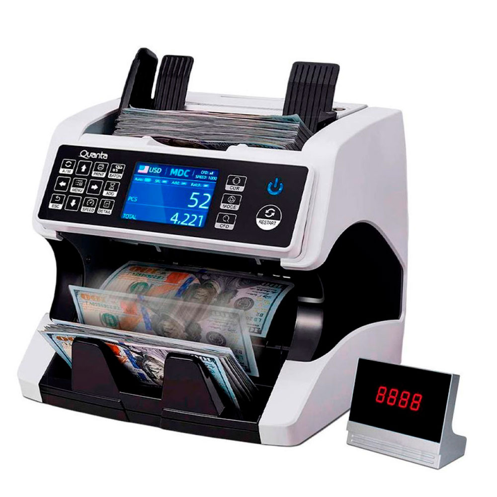 Foto do Produto Máquina Contadora de Dinheiro Quanta QTCDD25 - 80W - Bivolt - Branco e Preto