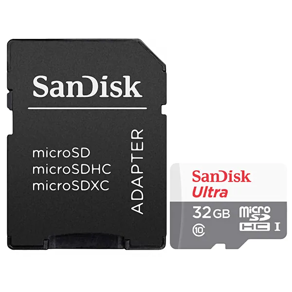 Foto do Produto Cartão de Memória Micro SD de 32GB SanDisk Ultra SDSQUNR-032G-GN3MA - Branco/Cinza