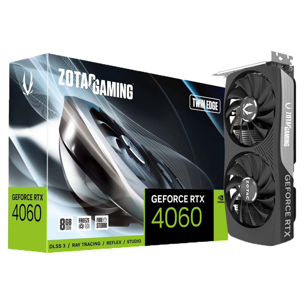 Foto do Produto Placa de Vídeo Zotac GeForce RTX 4060 Twin Edge - 8GB - GDDR6 - HDMI/Displayport