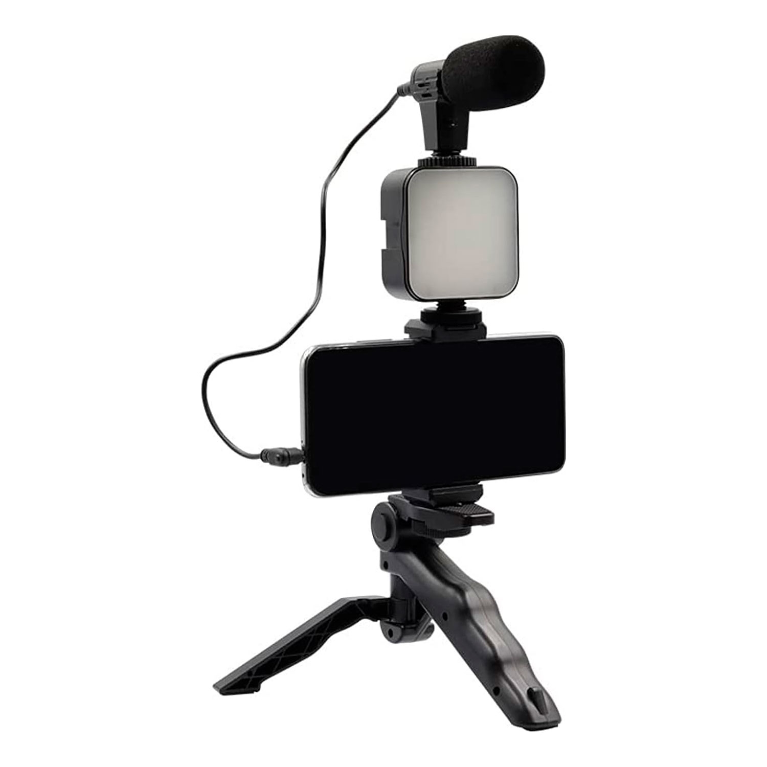 Foto do Produto Bastão de Selfie AY-49 - Luz LED - Bluetooth - Com Tripé e Microfone - Preto