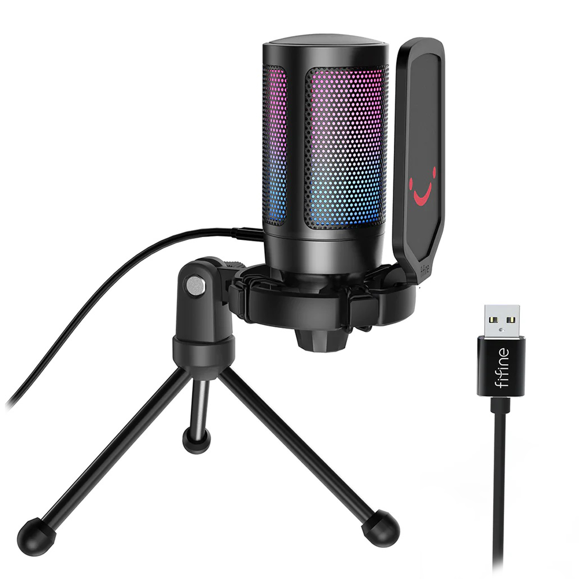 Foto do Produto Microfone Gamer Fifine A6V - USB - RGB - Preto