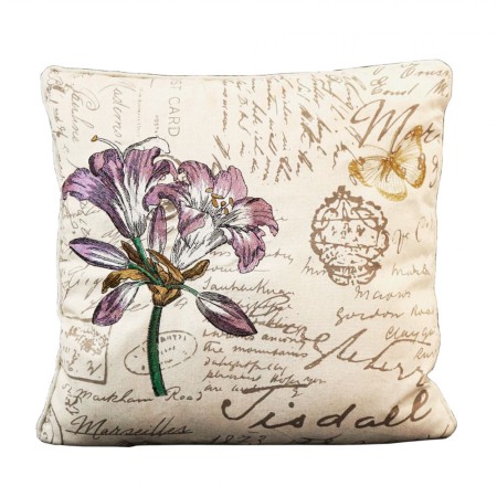 Foto do Produto Capa de Almofada Bege Estampa de Flor Lilas