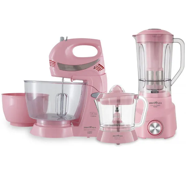 Foto do Produto Kit de Cozinha 3 en 1 Britânia BKT51 Batedeira + Espremedor de Frutas + Liquidificador 220V ~ 50/60 Hz - Rosa