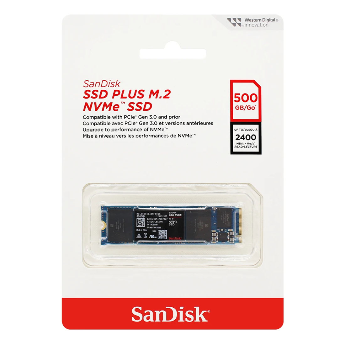 Foto do Produto SSD Sandisk Plus SDSSDA3N-500G-G26 - 500GB - 2400MB/s - M.2 NVME