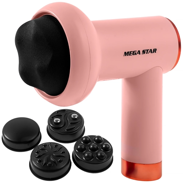 Foto do Produto Massageador Muscular MegaStar FMA4R com 5 Cabeças Recarregável - Rosa