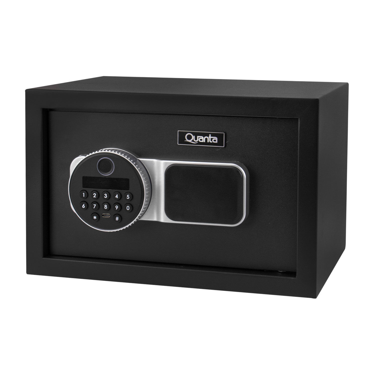 Foto do Produto Cofre Quanta QTCFB85 - 8.5L - 12 Dígitos - Com Impressão Digital - Preto