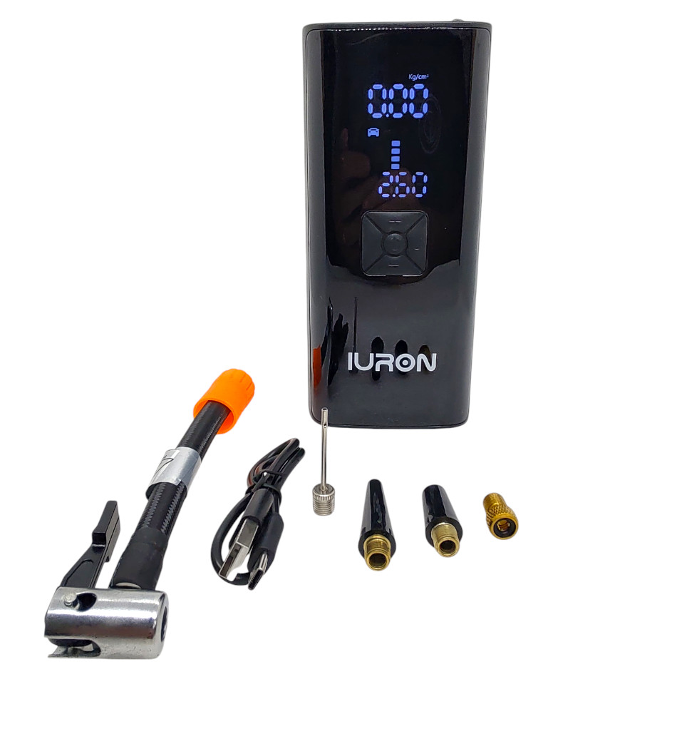 Foto do Produto COMPRESSOR BOMBA DE AR PORTATIL ENCHE PNEU CARRO/MOTO P004