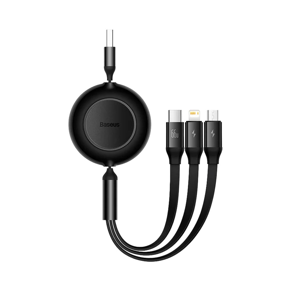 Foto do Produto CABLE BASEUS CAMJ0101 USB-A A LIGHTNING + MICRO + USB-C 1.1M NEGRO