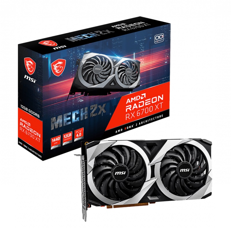 Foto do Produto PLACA DE VIDEO 12GB RX6700 XT 16GBPS GDDR6 MSI RADEON MECH 2