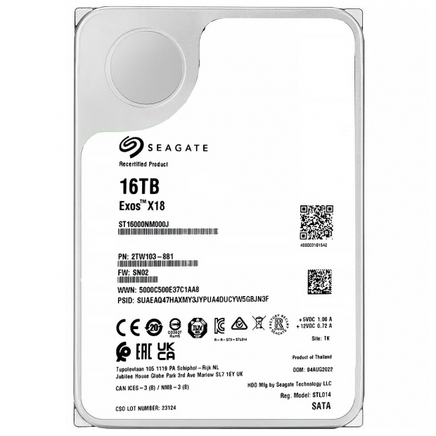 Foto do Produto HD Seagate 16TB Exos X18 Enterprise SATA 3 7200RPM 3.5" ST16000NM000J