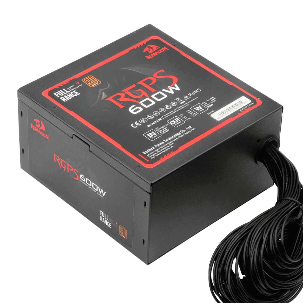 Foto do Produto Fonte Atx Redragon RGPS GC-PS002 - 600W - 80 Plus Bronze - Bivolt - Preto