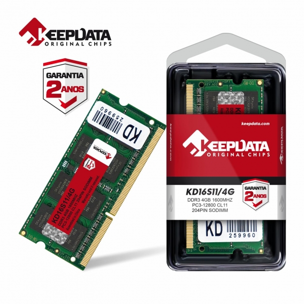 Foto do Produto Memória para Notebook Keepdata, DDR3 4GB (1x4GB), 1600MHz, SO-DIMM, KD16S11/4G, Verde