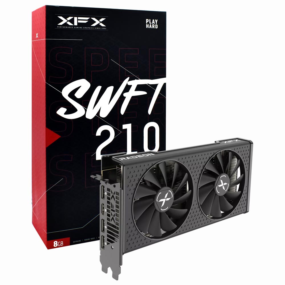 Foto do Produto Placa de Video XFX Speedster SWIFT210 8GB Radeon RX7600 GDDR6 - RX-76PSWFTFY