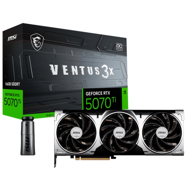 Foto do Produto Placa de Video MSI Ventus 3X OC 16GB Nvidia GeForce RTX5070TI, GDDR7, 912-V531-092 G507T-16V3C, 256Bits, 2497Mhz, 1xHDMI, 3xDISPLAYPORT, Preto