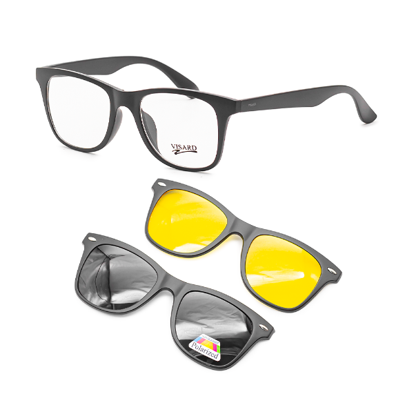 Foto do Produto Armação para Óculos de Grau Clip-on Visard TR2208 C2 Tam. 54-19-138mm - Preto