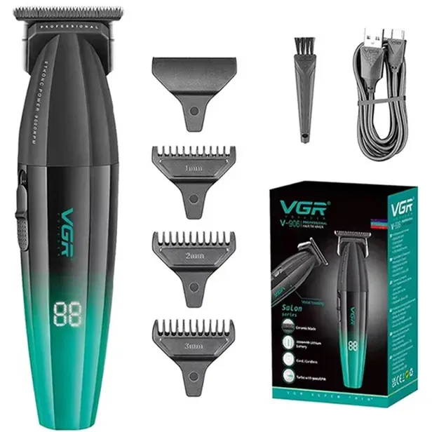 Foto do Produto VGR CORTADOR DE PELO V-906 USB RECARGABLE NEGRO/VERDE