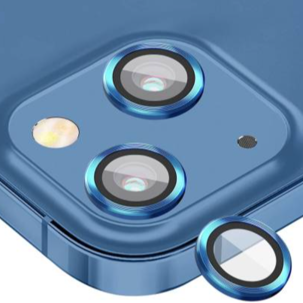 Foto do Produto Pelicula Protetora de Vidro Para Camera 4life Para iPhone 14 / 14 Plus / Anéis de Metal / Anti-riscos - Um Conjunto (2 peças) - Azul
