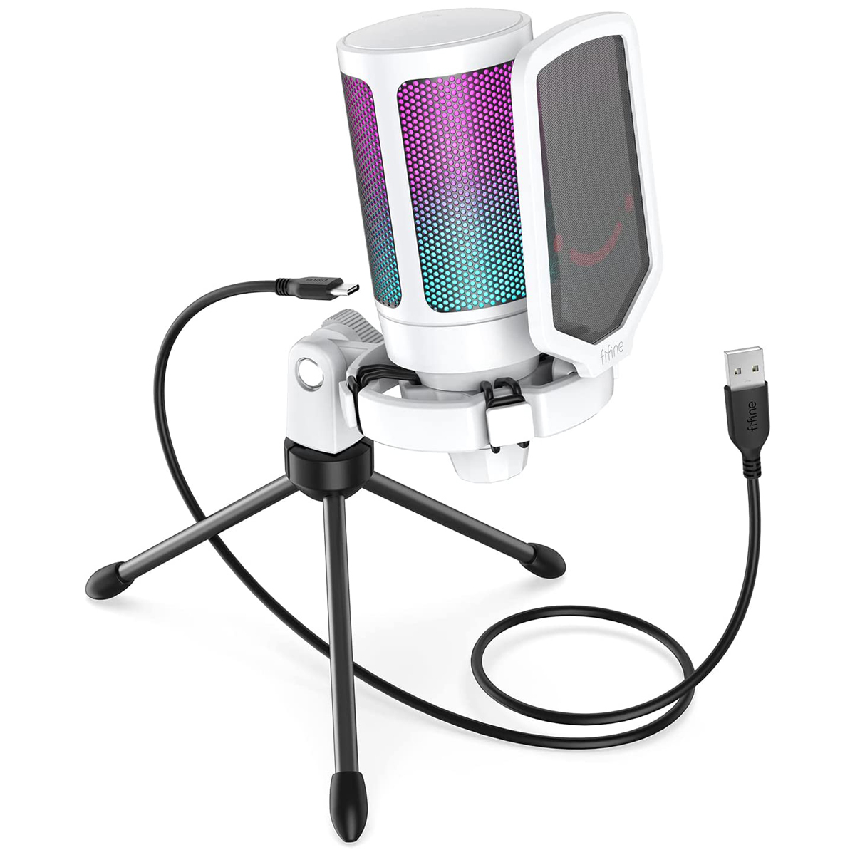 Foto do Produto Microfone Gamer Fifine A6V - USB - RGB - Branco