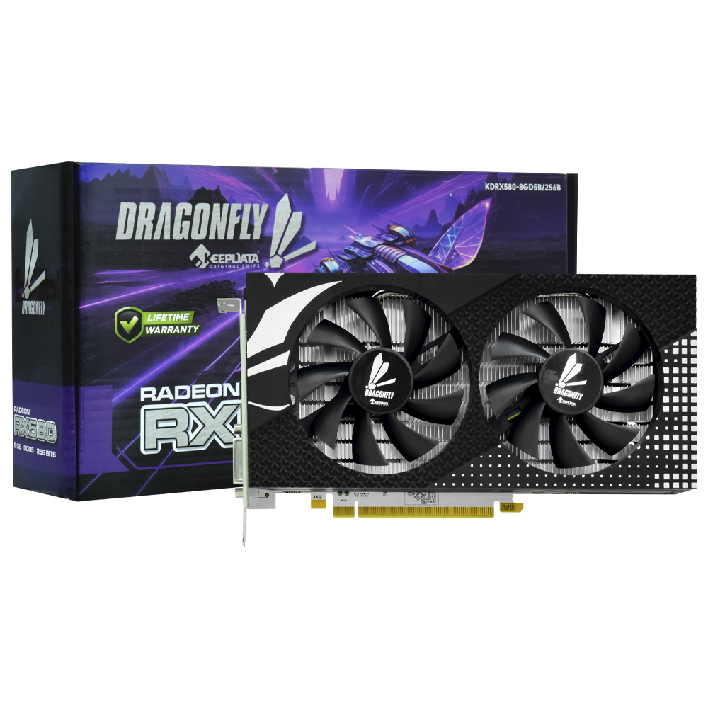 Foto do Produto Placa de Video Keepdata DragonFly 8GB Radeon RX580 GDDR5 - KDRX580-8GD5B/256B