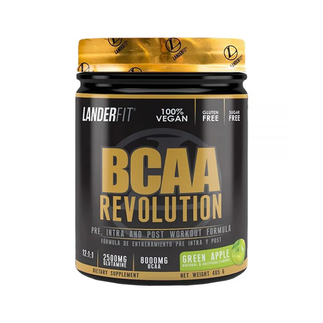 Foto do Produto LANDERFIT BCAA BCAA REVOLUTION GREEN APPLE PLASTICO 405 G S/C