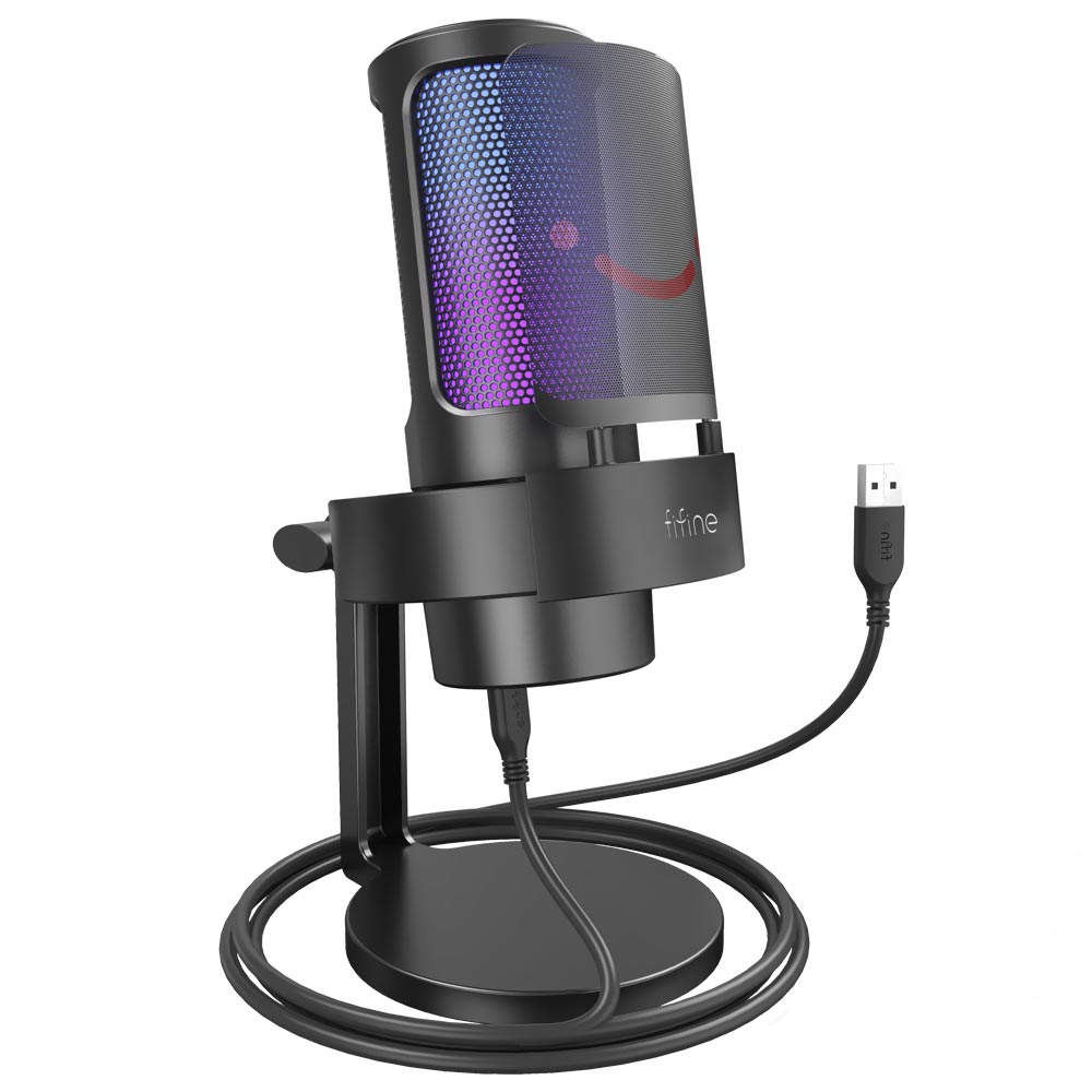 Foto do Produto Microfone Fifine A8 Ampligame Condenser Cardioid RGB - Preto