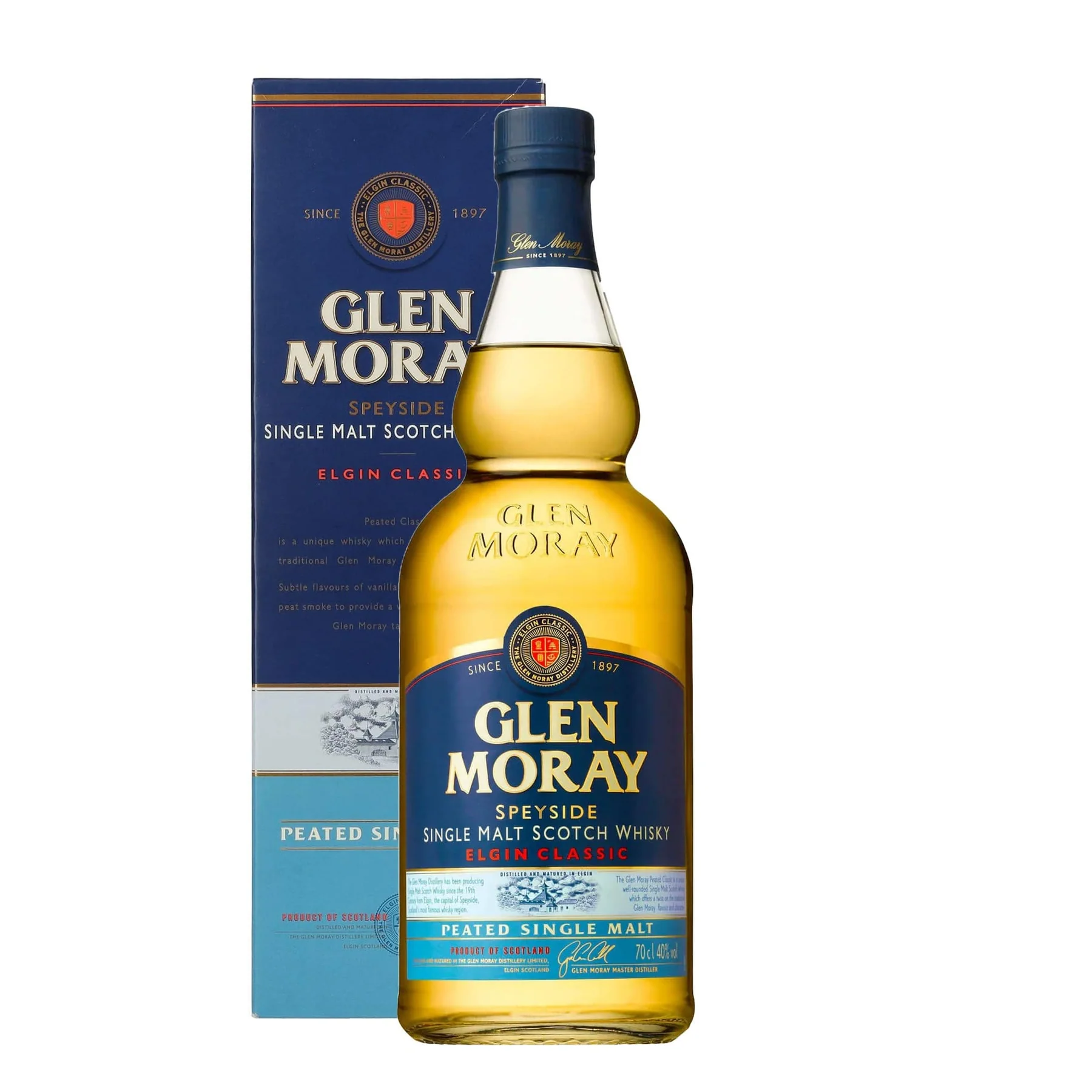 Foto do Produto GLEN MORAY WHISKY MALTA PEATED 700ML