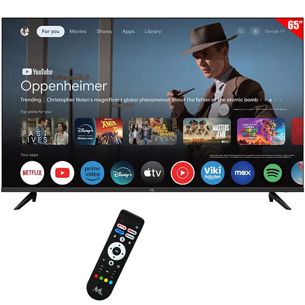 Foto do Produto Smart TV QLED 65" Mtek MKQ65FSGU 4K Ultra HD Google TV Wi-Fi/Bluetooth com Conversor Digital