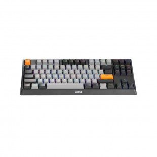 Foto do Produto TECLADO WIR MEC GAME MARVO SCORPION SABER 87 BLUE KG980B RGB PRTO/CINZ