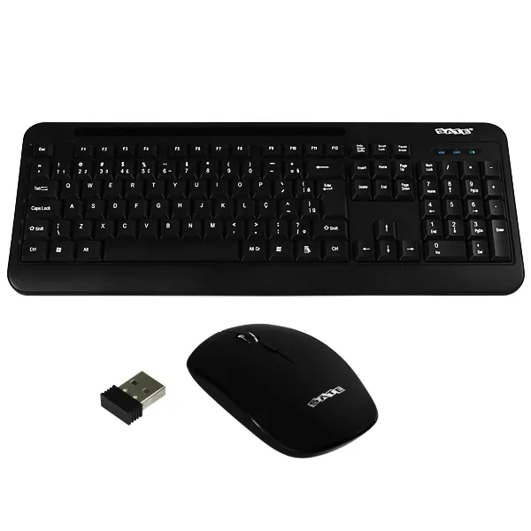Foto do Produto Kit Teclado Sem Fio Satellite AK-725G Português + Mouse 1.600 DPI- Preto