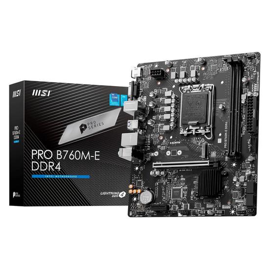 Foto do Produto Placa Mãe MSI Pro B760M-E DDR4 Intel Soquete LGA 1700
