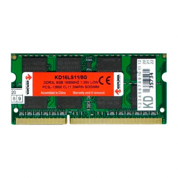 Foto do Produto Memória para Notebook Keepdata, DDR3L 8GB (1x8GB), 1600MHz, SO-DIMM, KD16LS11/8G, Verde