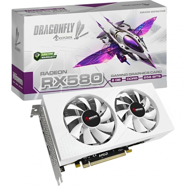 Foto do Produto VGA RX580 8GB KEEPDATA KDRX580-8GD5W DDR5 WHITE DRAGONFLY WHT