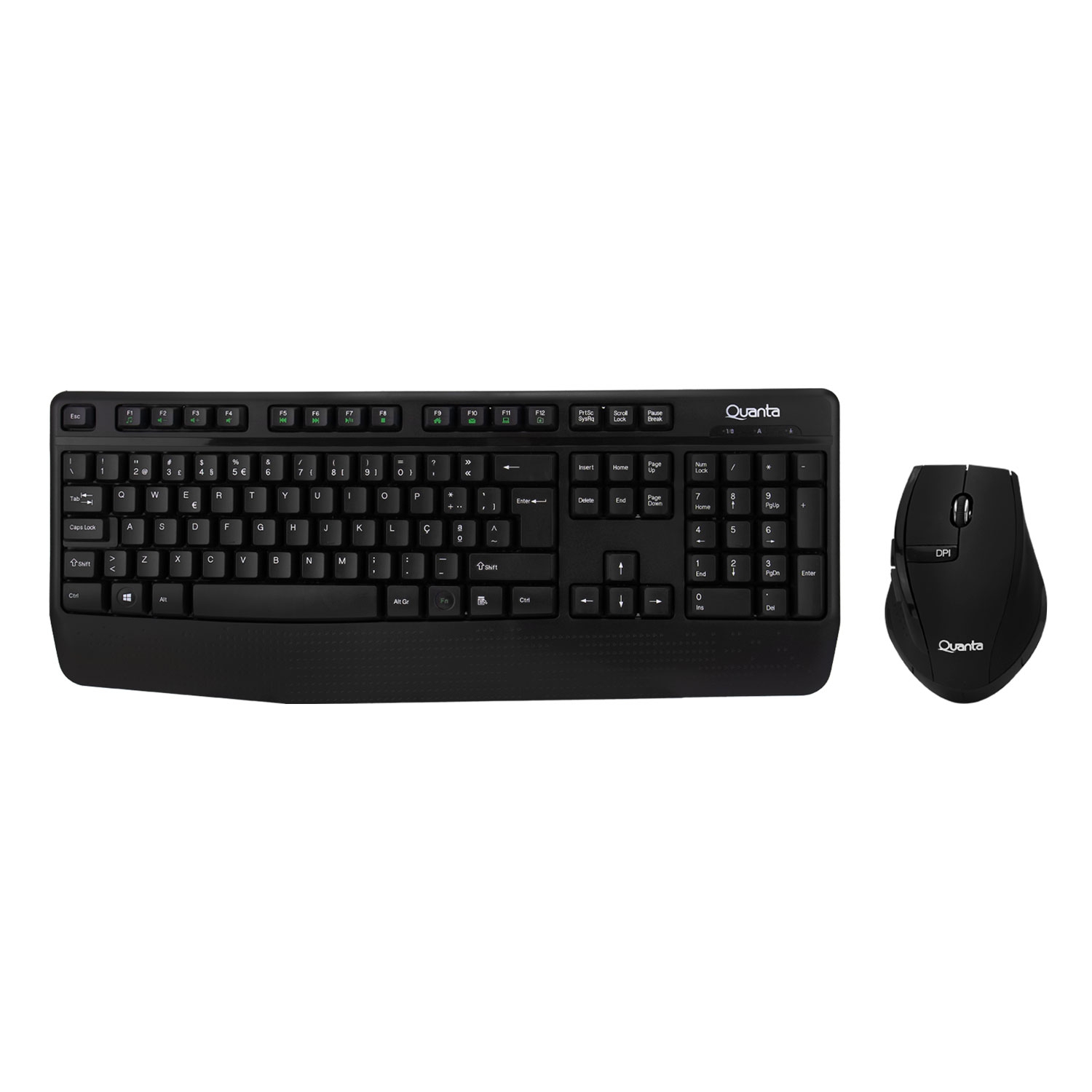 Foto do Produto Kit Mouse e Teclado Quanta QTKTM12 - Sem Fio - 1600DPI - Português - Preto