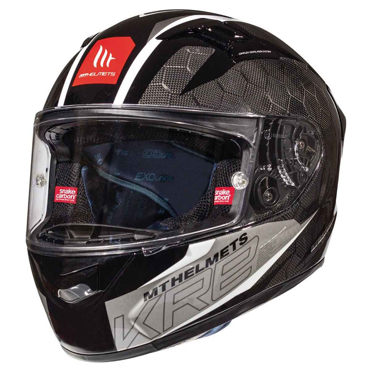 Foto do Produto Capacete MT Helmets KRE Snake Carbon 2.0 A0 - Fechado - Tamanho XXL - Gloss White