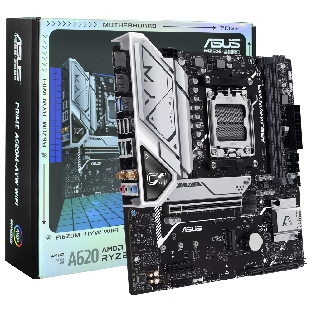 Foto do Produto Placa Mae ASUS Prime A620M-AYW Wi-Fi Socket AM5 / DDR5